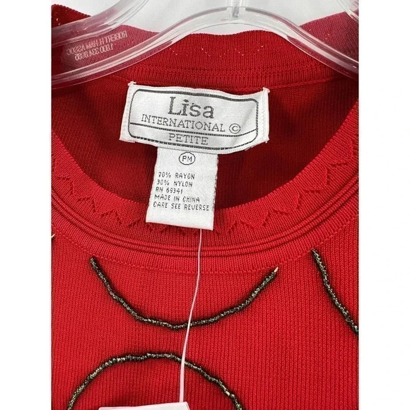 NEW W TAGS Lisa INTERNATIONAL PETITE Womens Medium Red Shopping Scooter Sweater - Picture 5 of 8